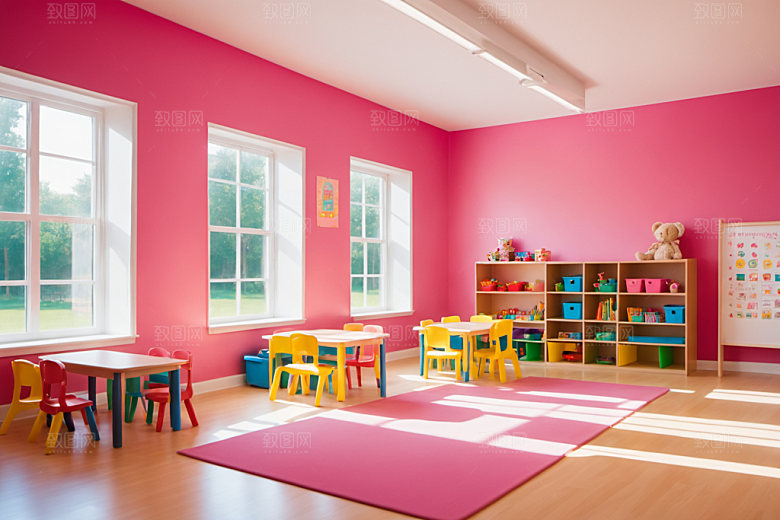 幼儿园教室室内场景摄影图