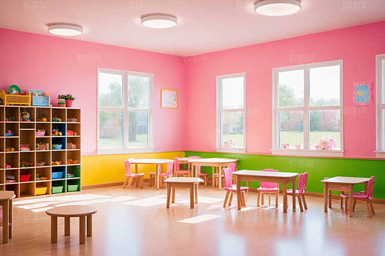 幼儿园教室场景学校摄影图