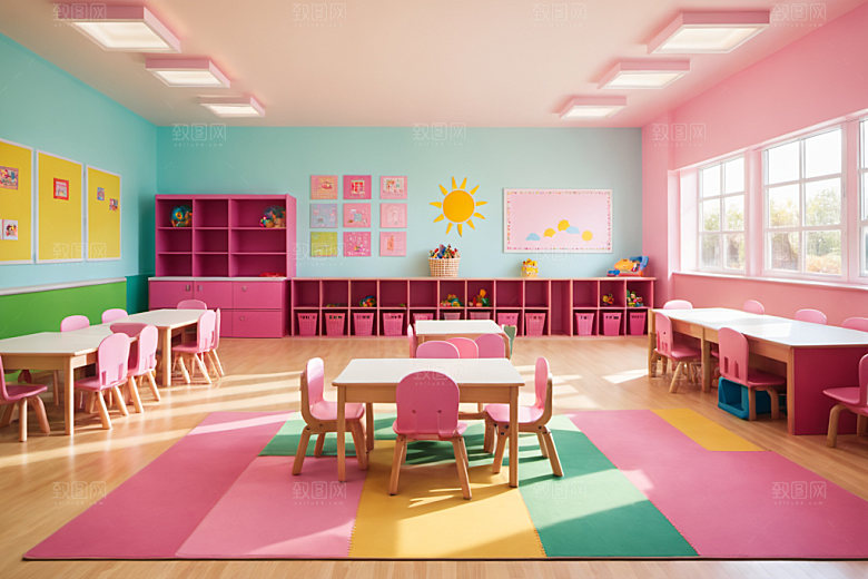 幼儿园教室场景学校摄影图