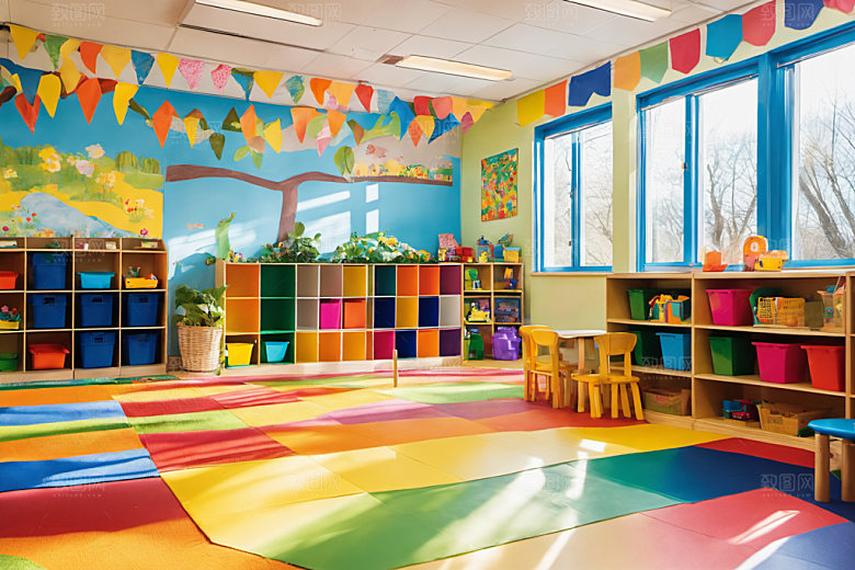 幼儿园教室场景幼教摄影图
