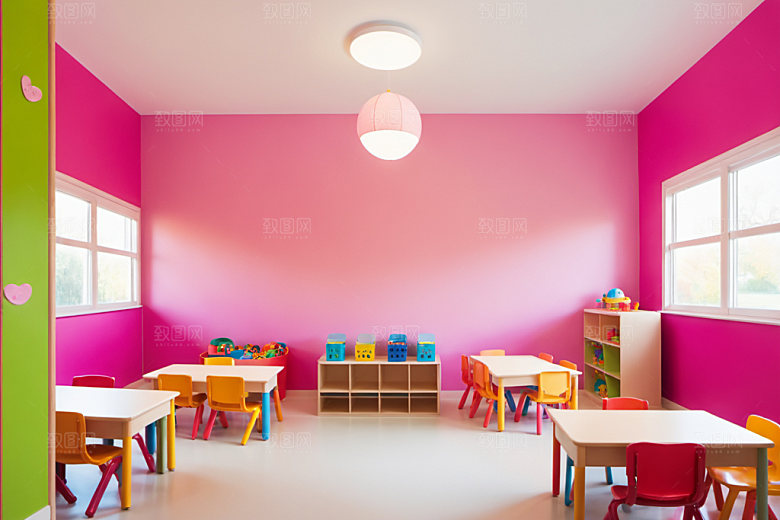 幼儿园教室学校室内摄影图