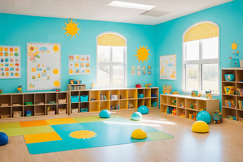 幼儿园教室温馨托儿所摄影图