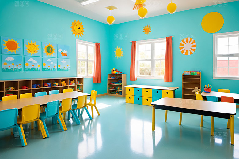 幼儿园教室童趣场景摄影图