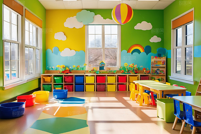 幼儿园教室可爱幼教摄影图