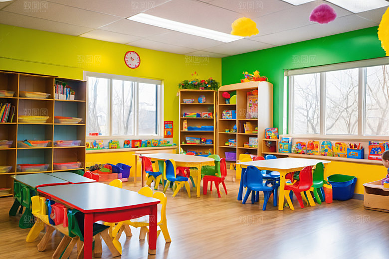 幼儿园教室场景室内摄影图