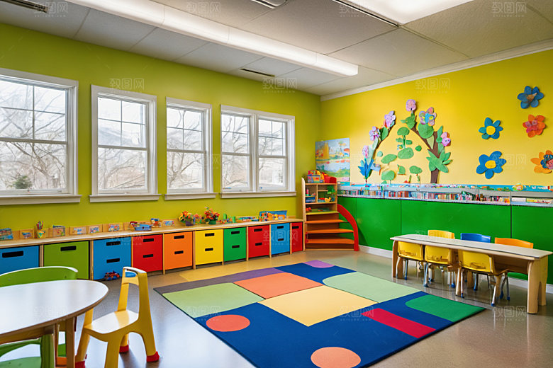 幼儿园教室室内场景摄影图