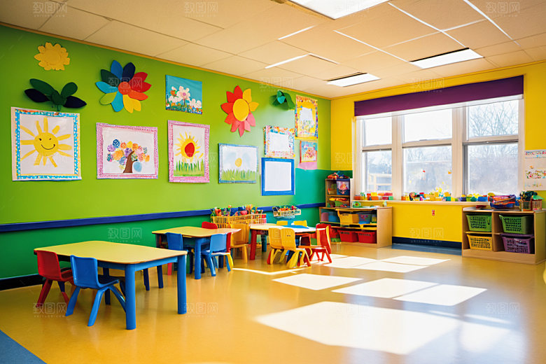 幼儿园教室可爱托儿所摄影图