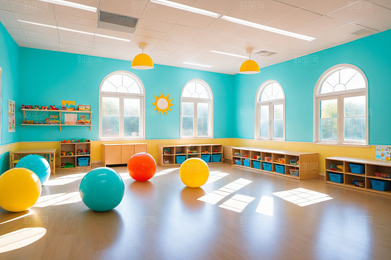 幼儿园教室场景幼教摄影图