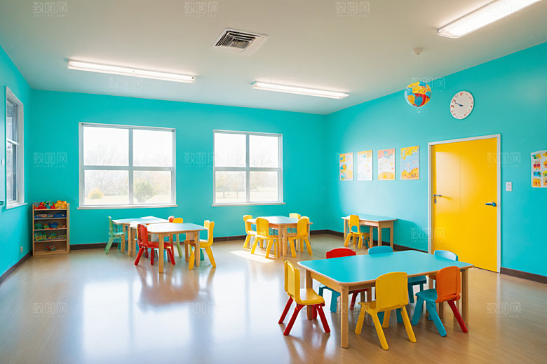 幼儿园教室幸福高清摄影图