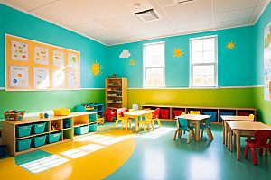 幼儿园教室高清温馨摄影图