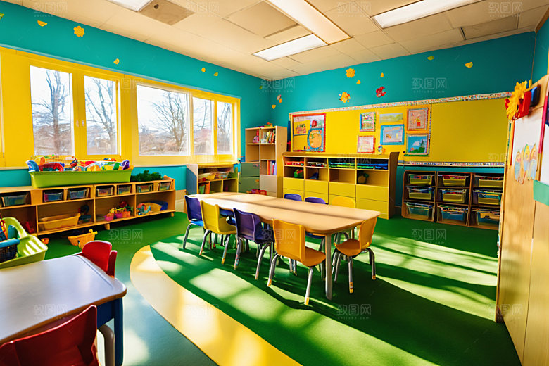 幼儿园教室场景学校摄影图