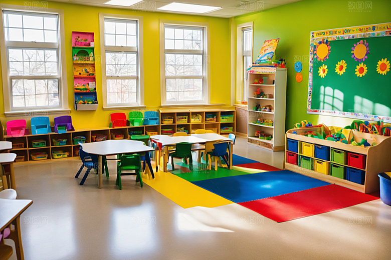 幼儿园教室童趣场景摄影图