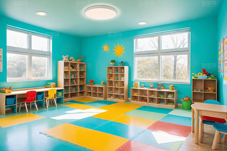 幼儿园教室学校室内摄影图