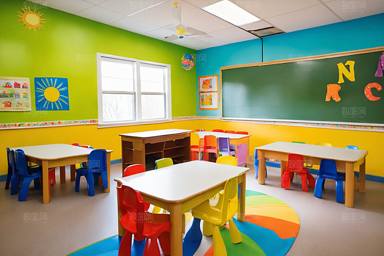 幼儿园教室学校场景摄影图