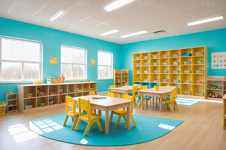 幼儿园教室幼教场景摄影图