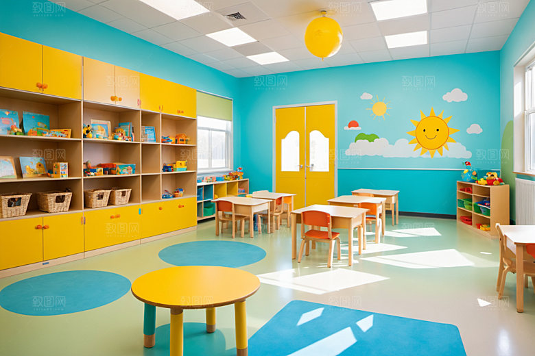 幼儿园教室高清幼教摄影图