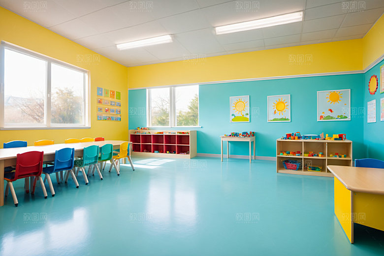 幼儿园教室场景幸福摄影图