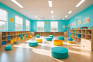 幼儿园教室室内场景摄影图