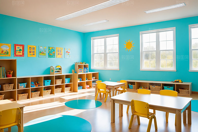 幼儿园教室场景幸福摄影图