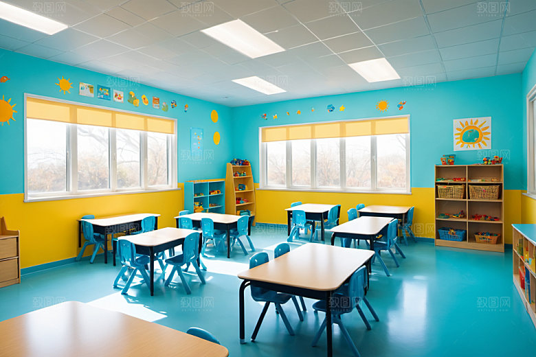幼儿园教室可爱学校摄影图