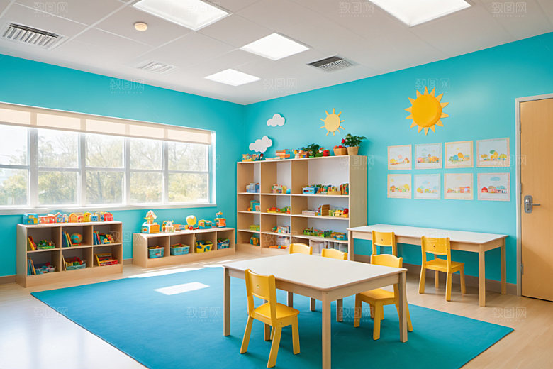 幼儿园教室场景幼教摄影图