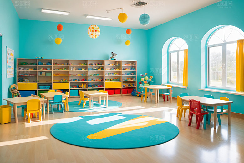 幼儿园教室可爱幸福摄影图