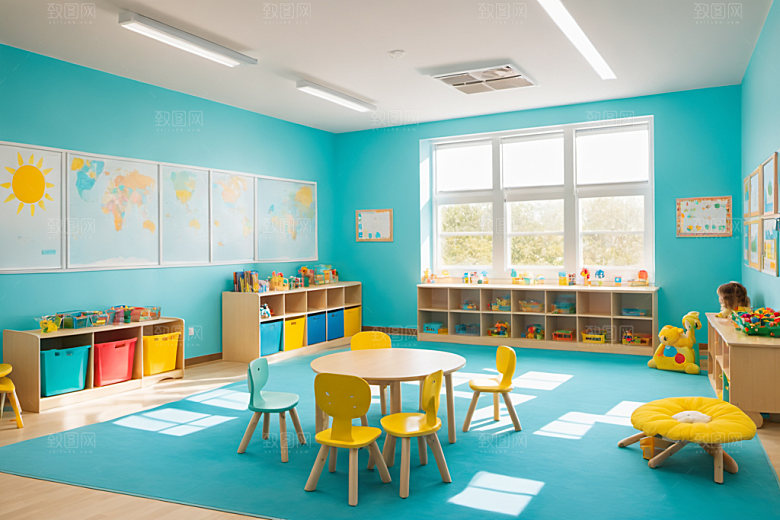 幼儿园教室场景室内摄影图