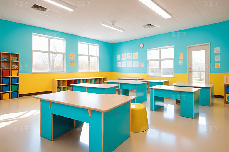 幼儿园教室场景室内摄影图