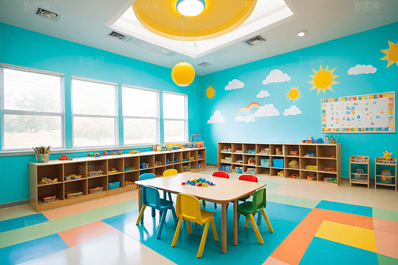 幼儿园教室场景室内摄影图