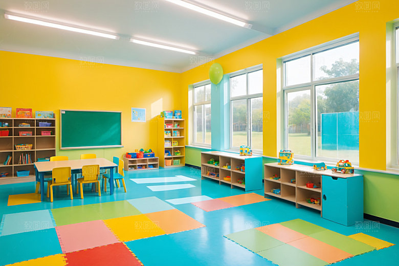 幼儿园教室温馨场景摄影图