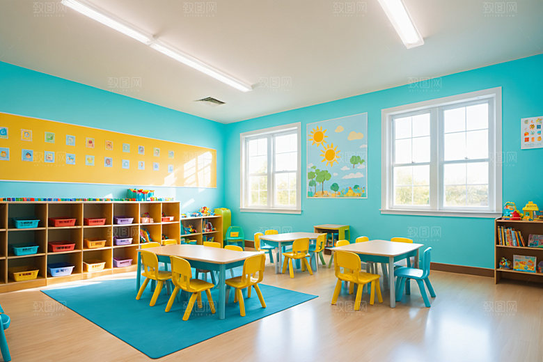幼儿园教室温馨托儿所摄影图