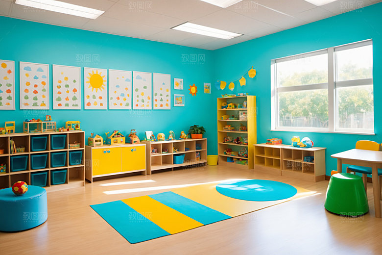 幼儿园教室室内温馨摄影图