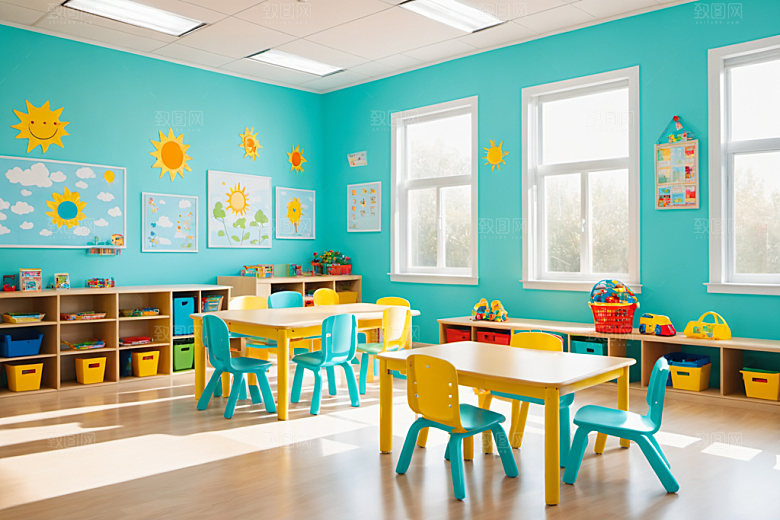 幼儿园教室幼教可爱摄影图