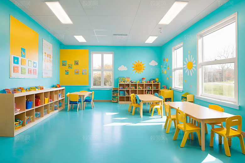 幼儿园教室可爱托儿所摄影图