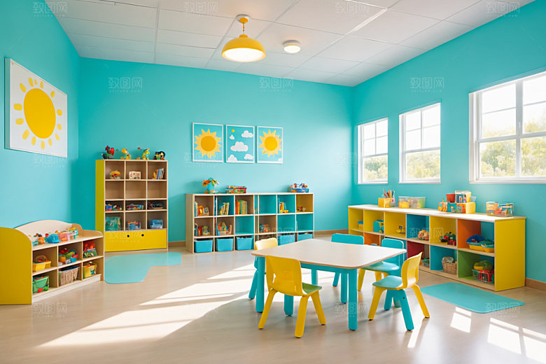 幼儿园教室场景学校摄影图