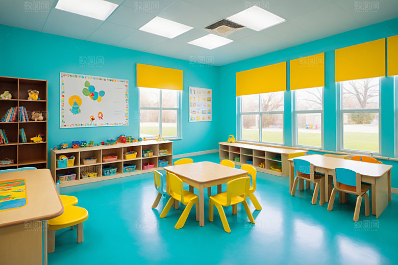 幼儿园教室可爱室内摄影图
