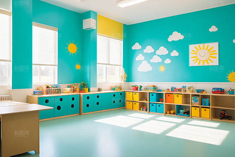 幼儿园教室可爱托儿所摄影图