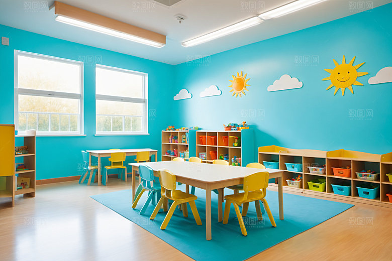 幼儿园教室室内幸福摄影图