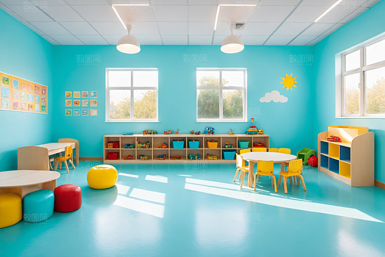 幼儿园教室场景可爱摄影图