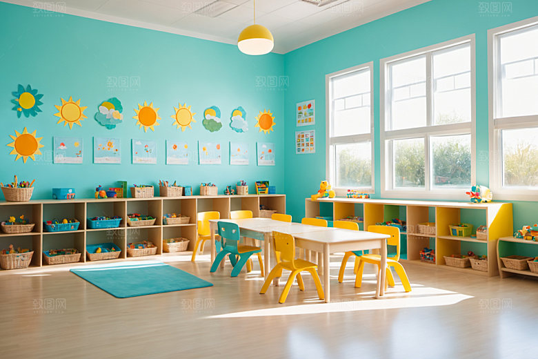 幼儿园教室温馨可爱摄影图