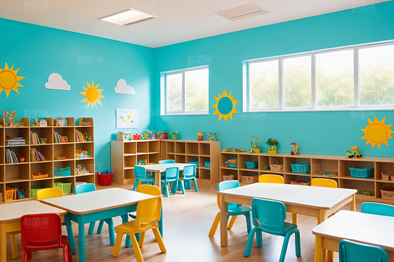 幼儿园教室温馨托儿所摄影图