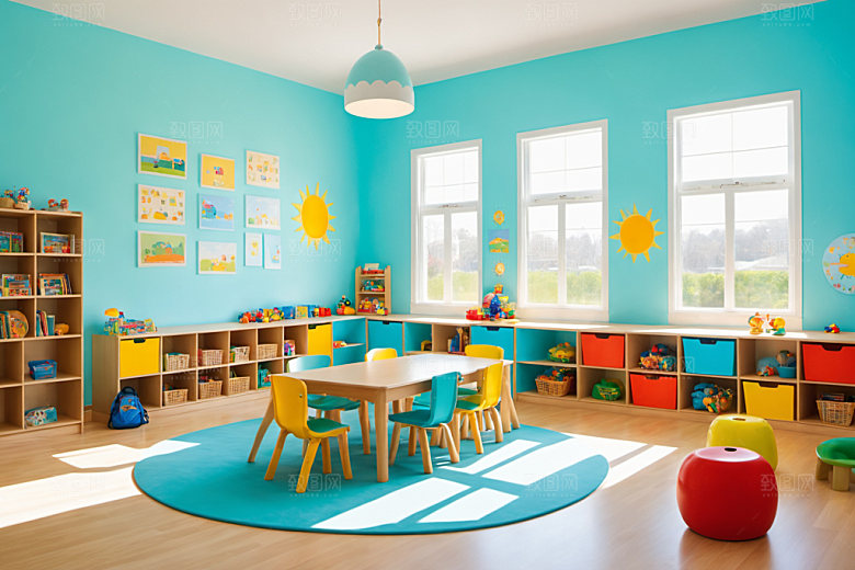 幼儿园教室场景学校摄影图