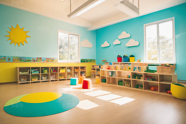 幼儿园教室室内温馨摄影图