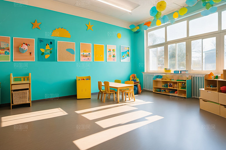幼儿园教室场景学校摄影图