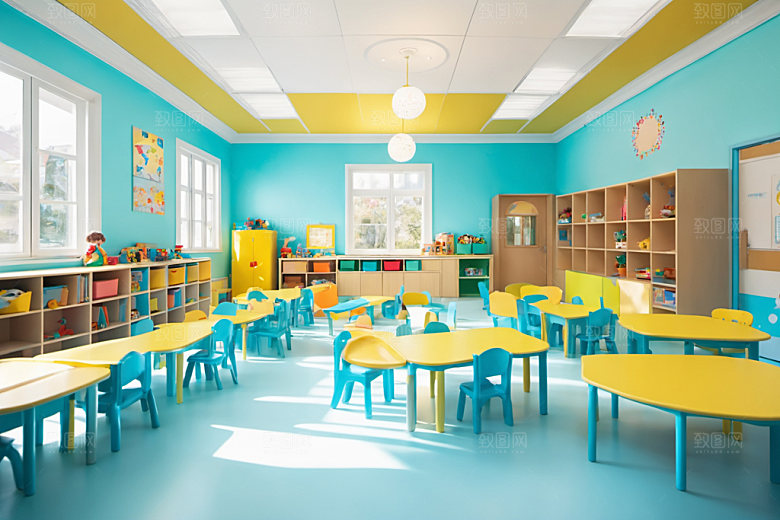 幼儿园教室场景幸福摄影图