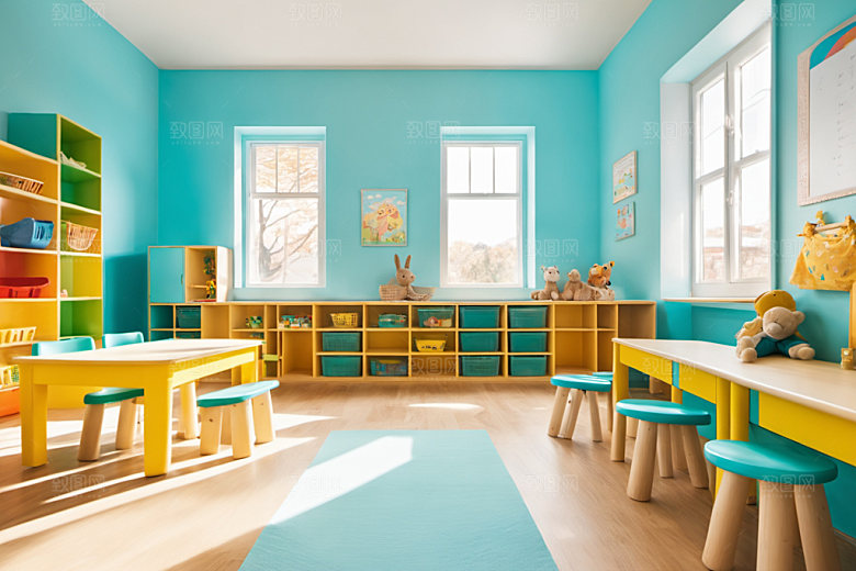 幼儿园教室可爱幸福摄影图