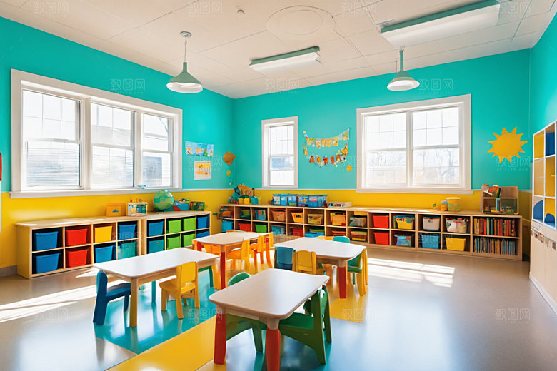 幼儿园教室幼教场景摄影图