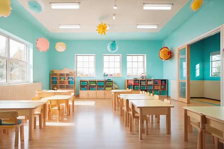 幼儿园教室幼教可爱摄影图