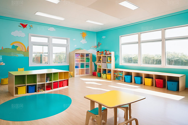 幼儿园教室室内温馨摄影图