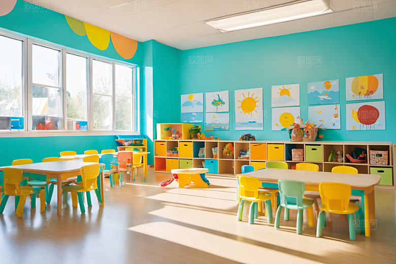 幼儿园教室可爱场景摄影图